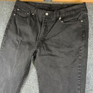 Levi's 514 Straight Fit Jeans Mens 38x31 Black Dark Wash Denim Stretch Mid Rise‎